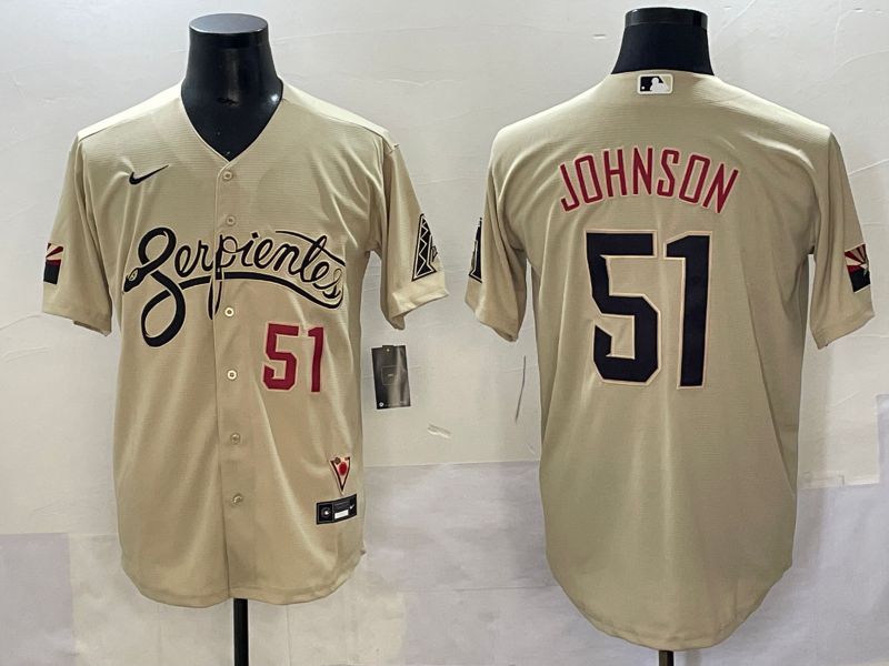 Men 2025 Arizona Diamondback #51 Johnson Cream City Edition Nike MLB Jersey style 5->arizona diamondback->MLB Jersey